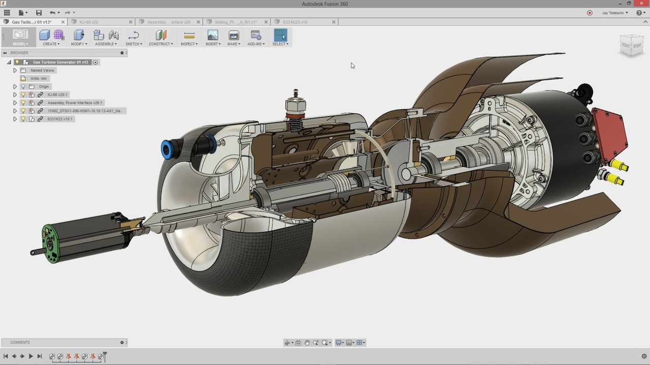Modèle CAO Turbine à Gaz Fusion 360